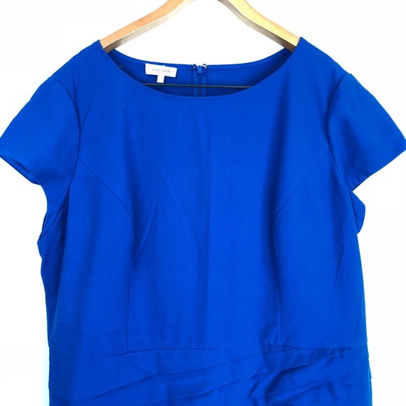 Jones Studio 22W Dress Blue Midi Cap Sleeve D - Picture 3 of 8